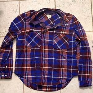 JCrew Blue and Red Plaid Half Zip Shirt